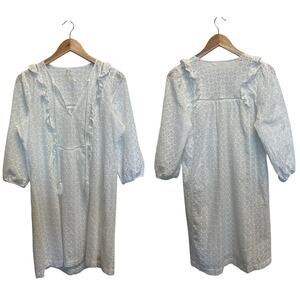 Anthropologie Sz 8 Thames White Eyelet Ruffle Peasant Dress Boho Cottage Prairie
